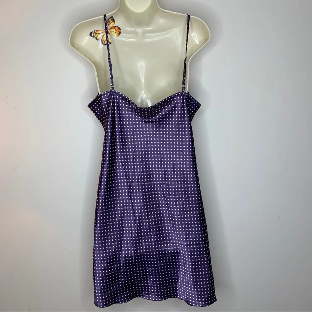 Vintage Bay 6 NY purple polka dot nightgown M - Picture 10 of 15